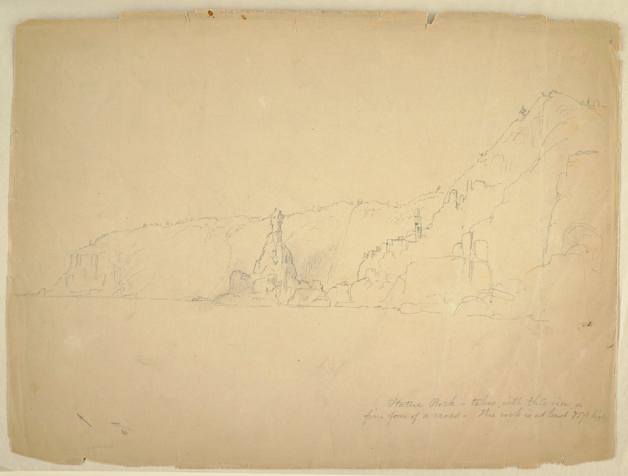 Tekening, "Standbeeld Rots", september 1851 door Frederic Edwin Church