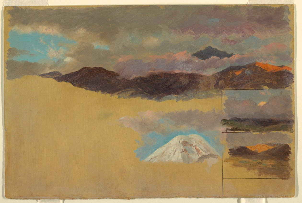Tekening, Studies van de berg Chimborazo, Ecuador, 1857 door Frederic Edwin Church