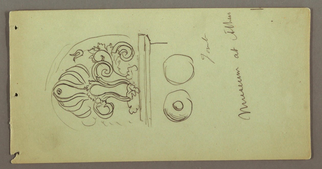 Tekening, Studies van objecten uit het Athene Museum, mogelijk 1869 door Frederic Edwin Church