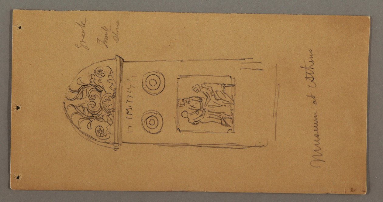 Tekening, Studies van objecten uit het Athene Museum, mogelijk 1869 door Frederic Edwin Church
