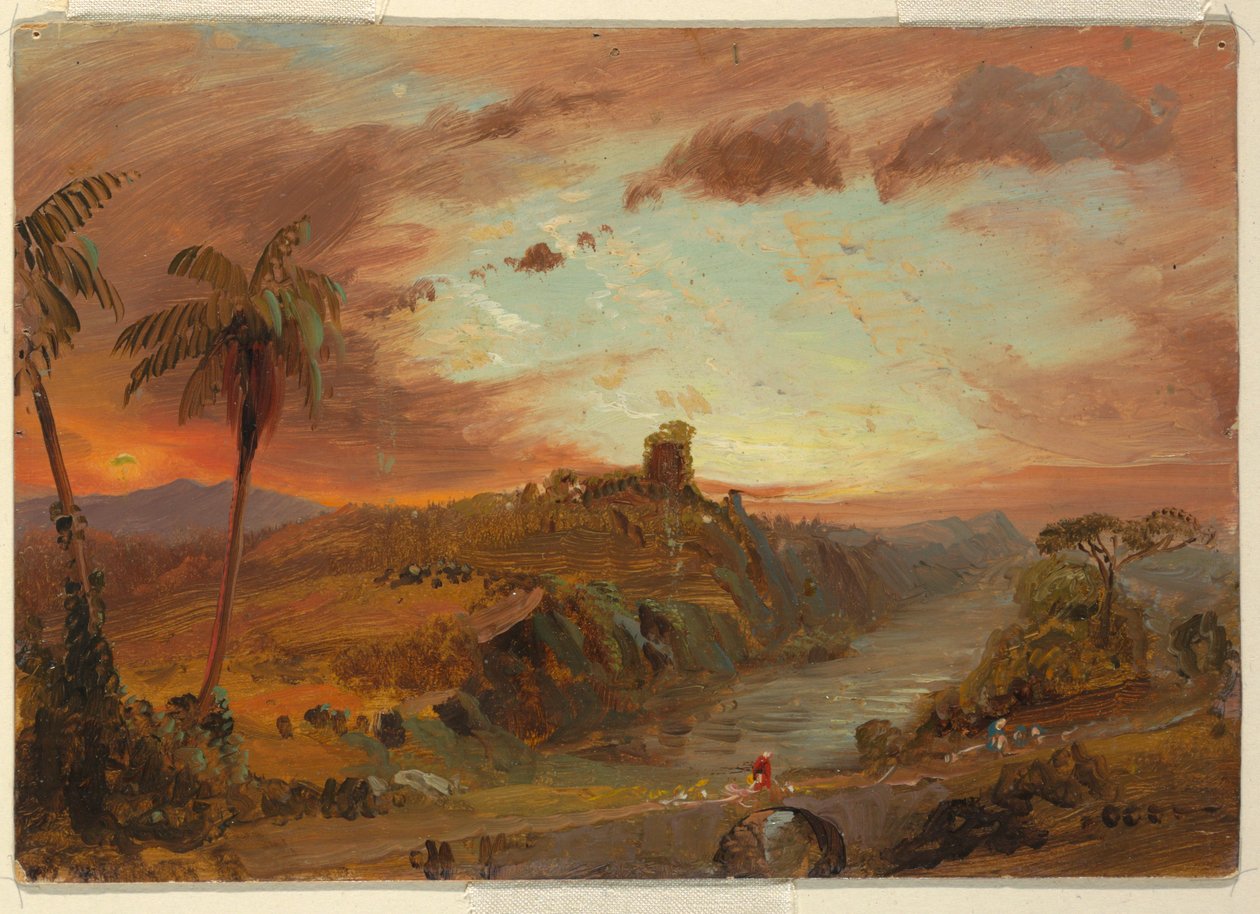 Tekening, Studie voor "Fantasielandschap in Zuid-Amerika", ca. 1857 door Frederic Edwin Church