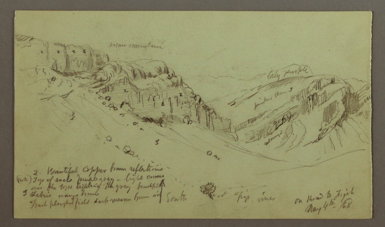 Tekening, Studie van de zijkant van een vallei, 4 mei 1868 door Frederic Edwin Church