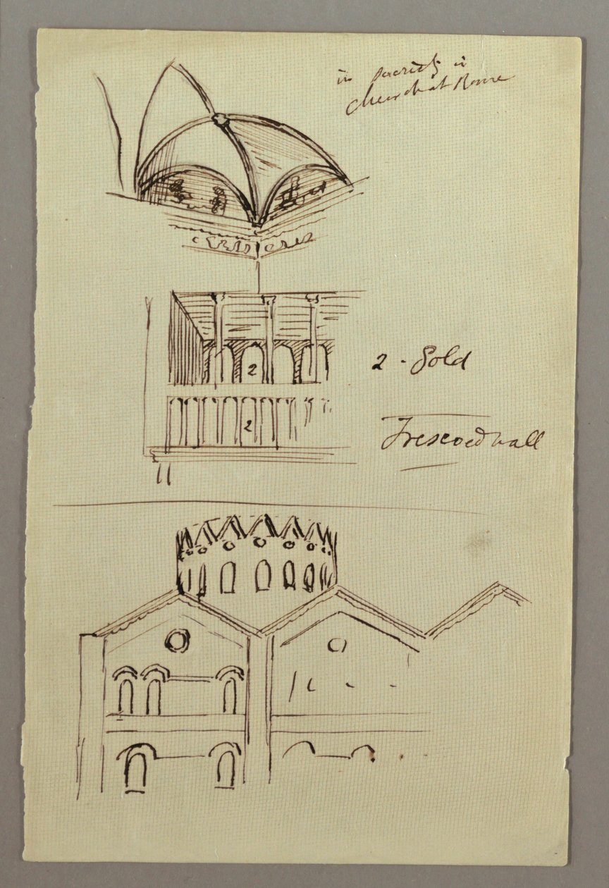 Tekening, Studie van gewelf Triforum, gebouw, mogelijk 1868-69 door Frederic Edwin Church