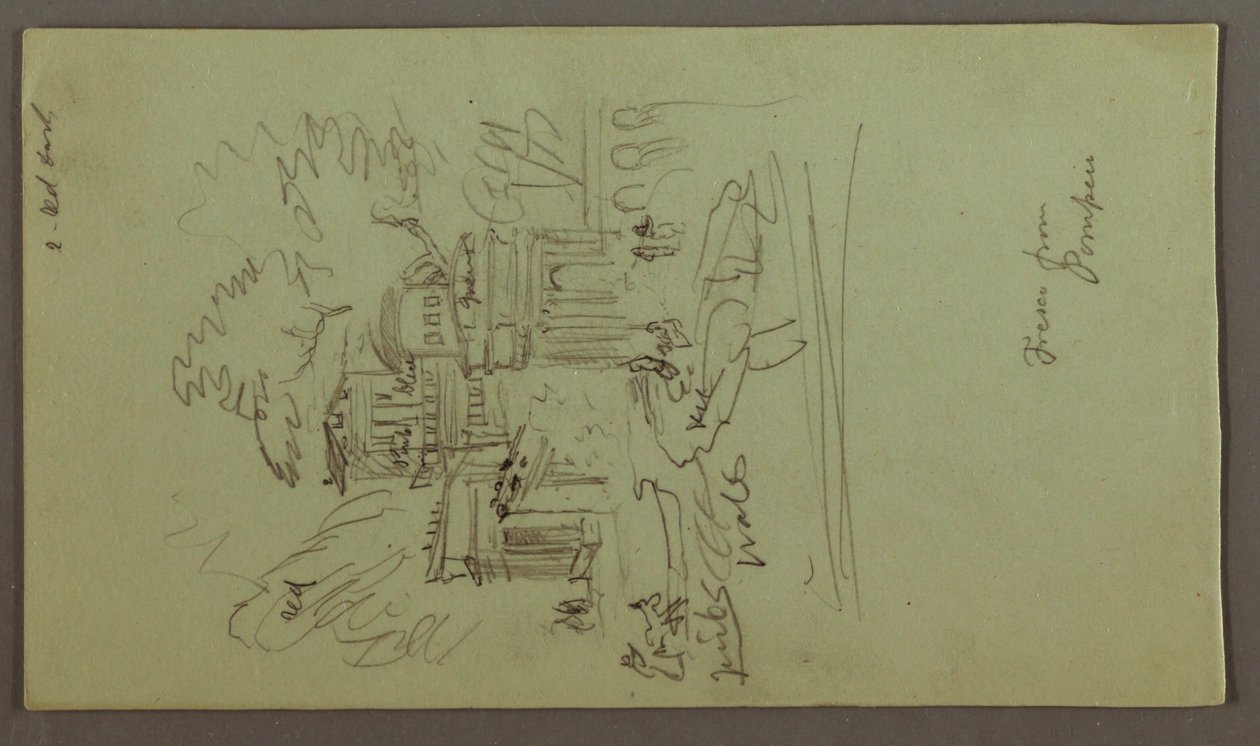 Tekening, Studie van een fresco uit Pompei, mogelijk 1868-69 door Frederic Edwin Church