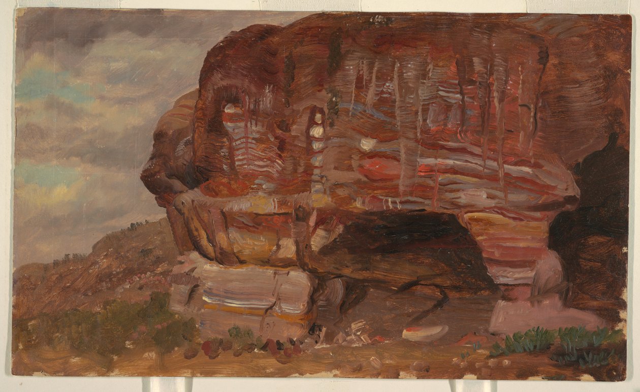 Tekening, Studie van een zoömorfische rots, Petra, 1868 door Frederic Edwin Church