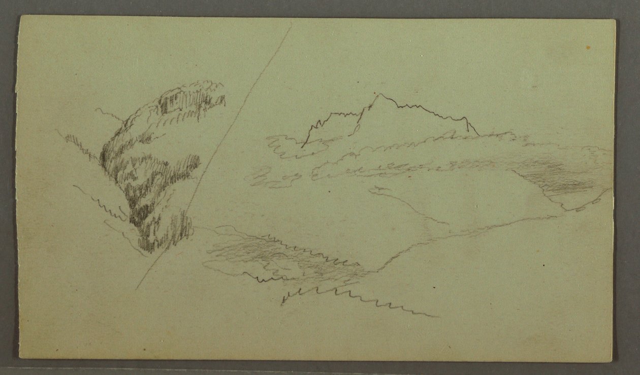 Tekening, Top Rising above Clouds, Narrow Valley, mogelijk 1868 door Frederic Edwin Church