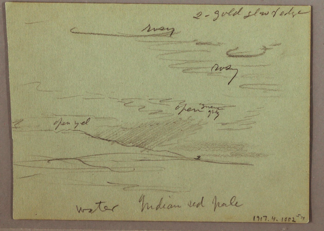 Tekening, zonsondergang, etend kind, 22 december 1870 door Frederic Edwin Church