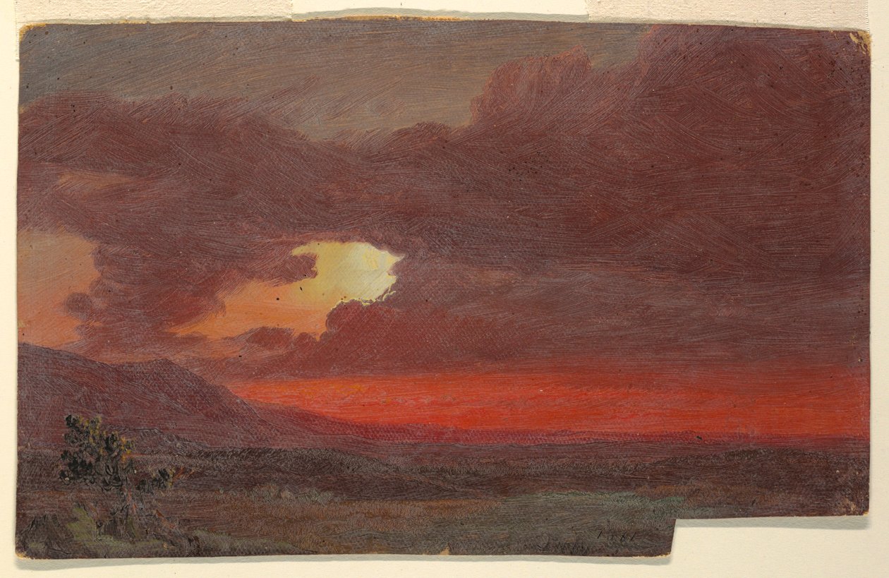 Tekening, Zonsondergang, Hudson, New York, juli 1861 door Frederic Edwin Church