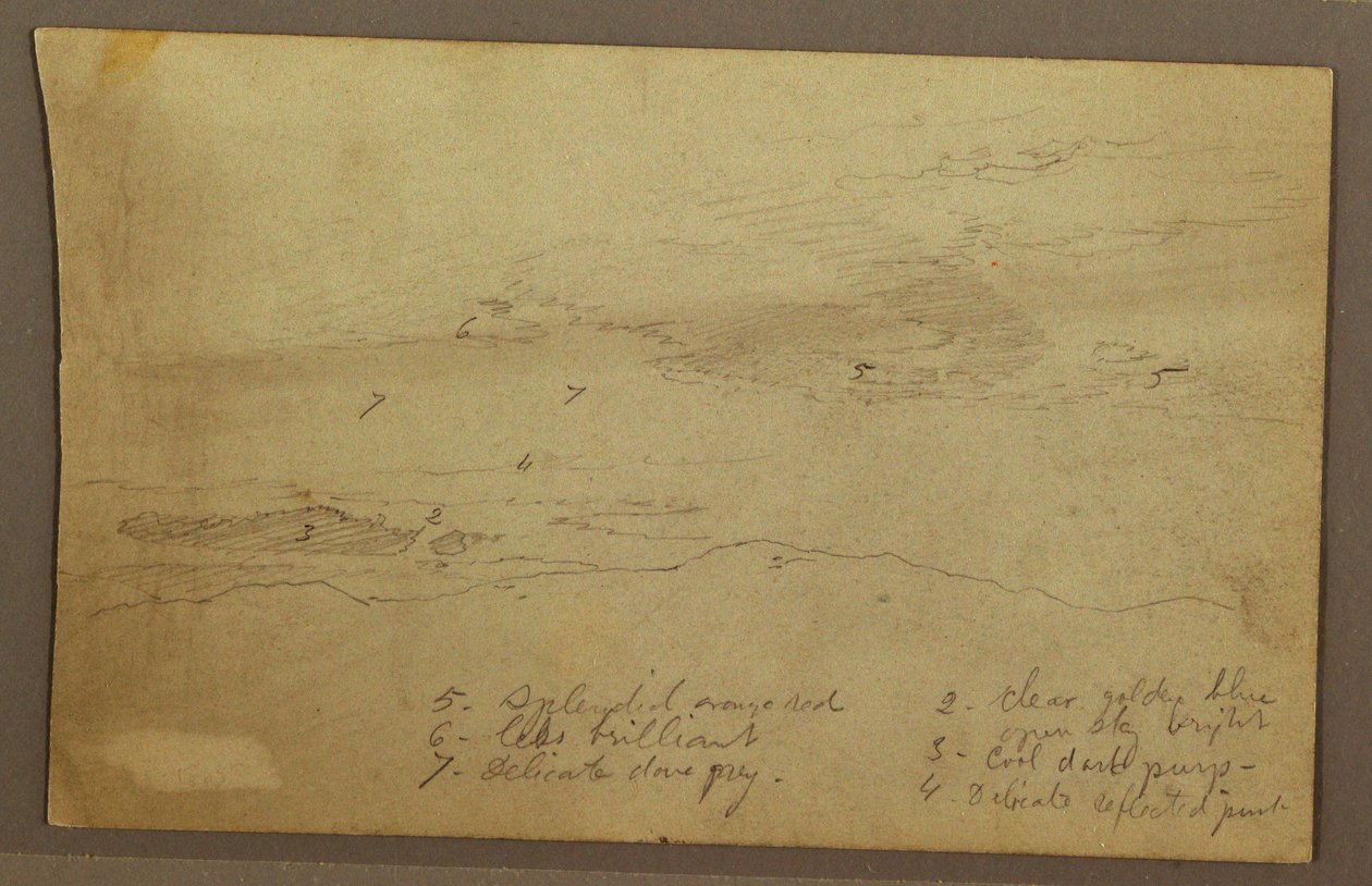 Tekening, Zonsondergang, mogelijk jaren 1860 door Frederic Edwin Church