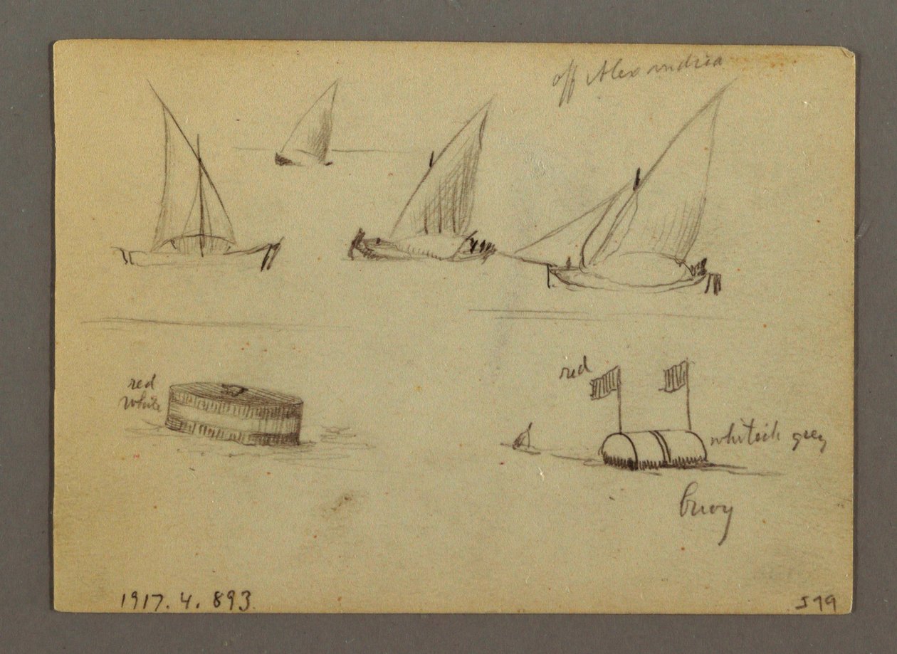 Tekening, Zonsondergang boven zee, stoomboot, mogelijk 1868 door Frederic Edwin Church