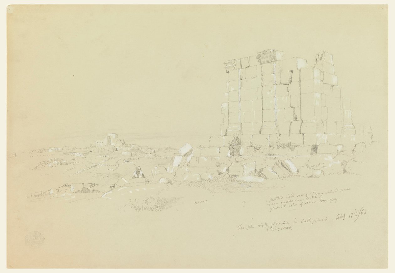 Tekening, Tempel met Semua [het huidige as-Samu] in de verte, 17 februari 1868 door Frederic Edwin Church