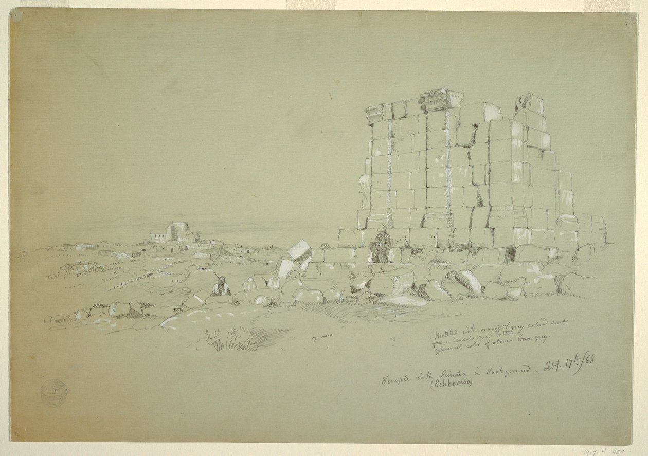 Tekening, Tempel met Semua [het huidige as-Samu] in de verte, 17 februari 1868 door Frederic Edwin Church