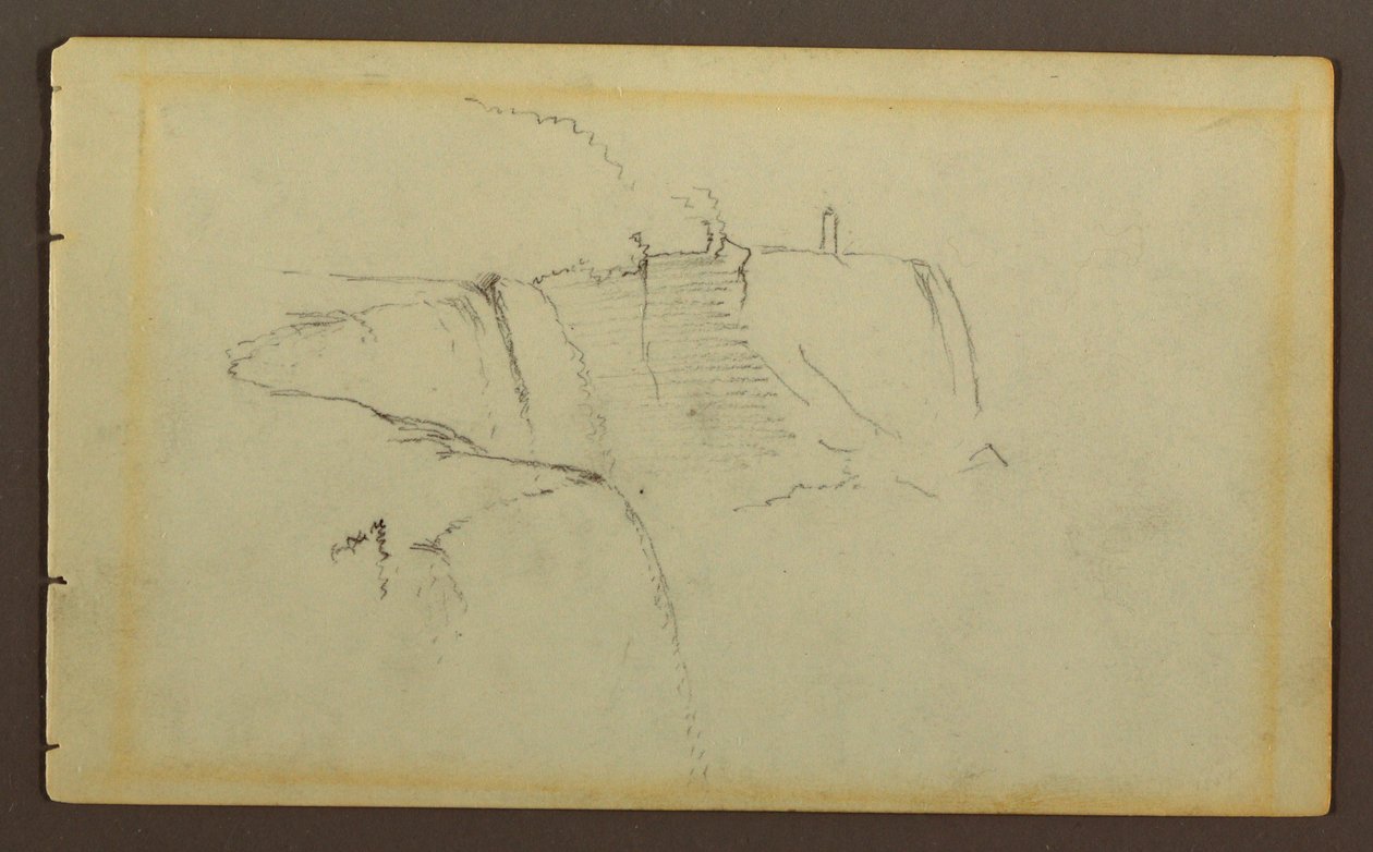 Tekening, De Amerikaanse watervallen, Niagara-rivier, mogelijk 1858 door Frederic Edwin Church