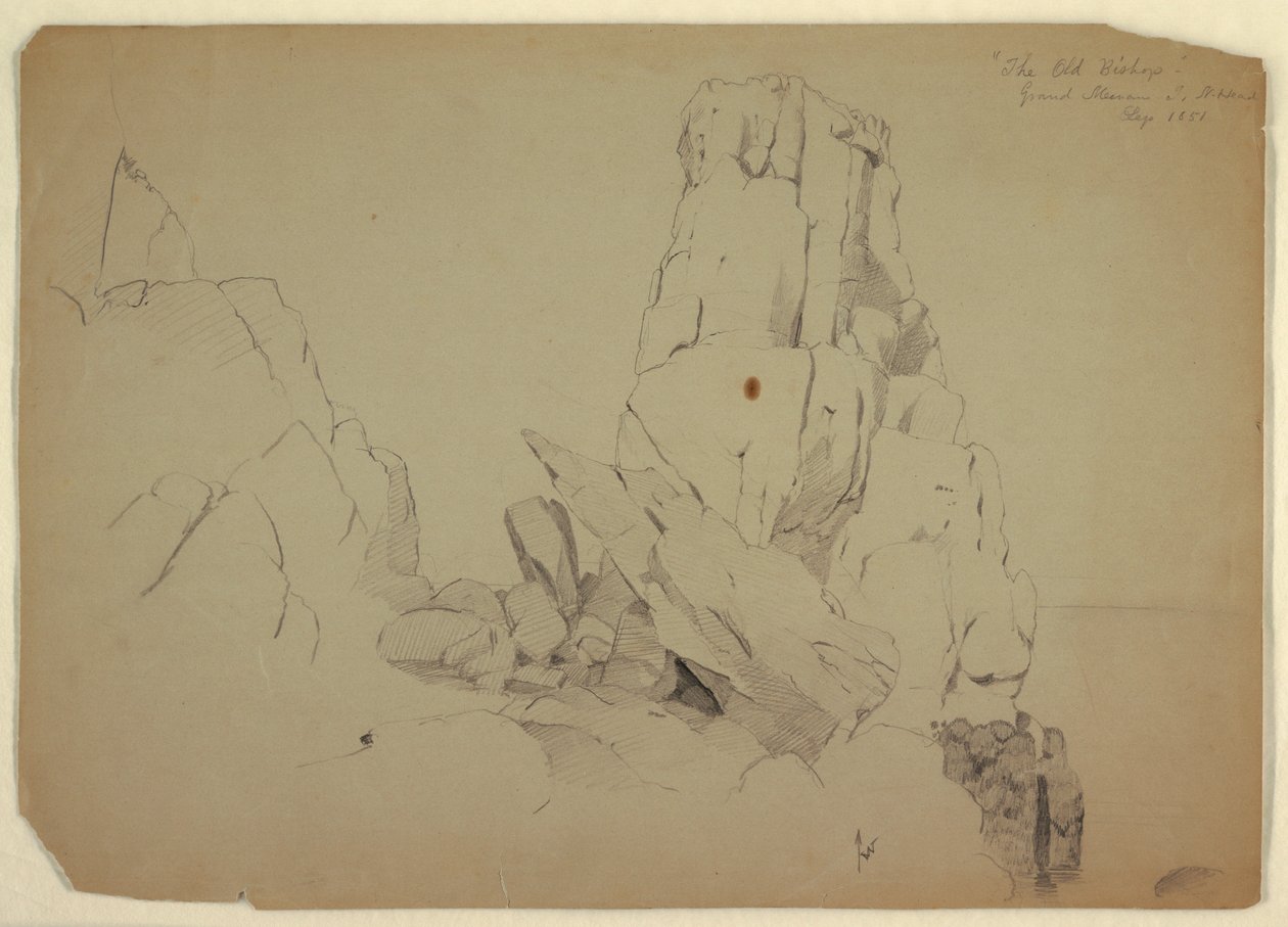 Tekening, "De oude bisschop", september 1851 door Frederic Edwin Church