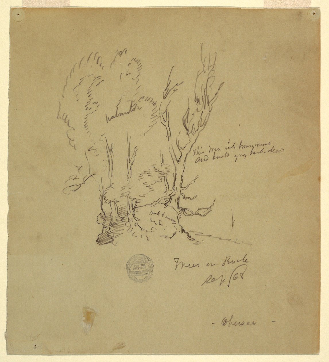 Tekening, Bomen Obersee in de Beierse of zuidelijke Alpen, september 1868 door Frederic Edwin Church