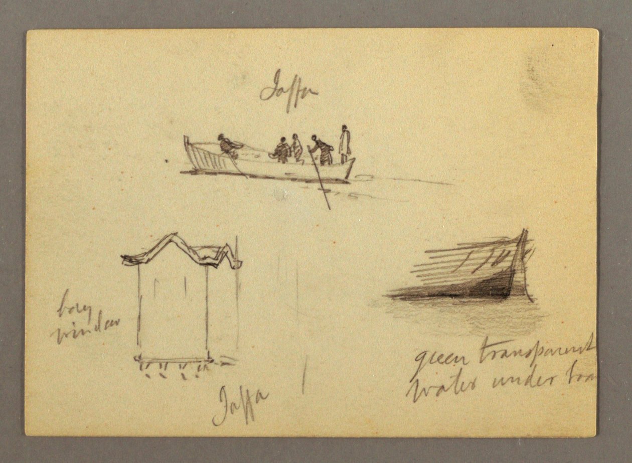 Tekening, Twaalf figuurschetsen, Joffa, Palestina, 1868 door Frederic Edwin Church