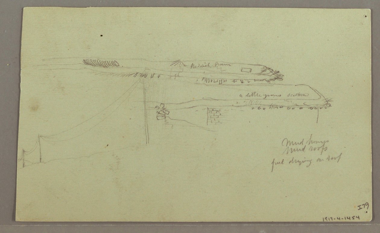 Tekening, Twee hoofden, Ruïnes, mogelijk 1868 door Frederic Edwin Church