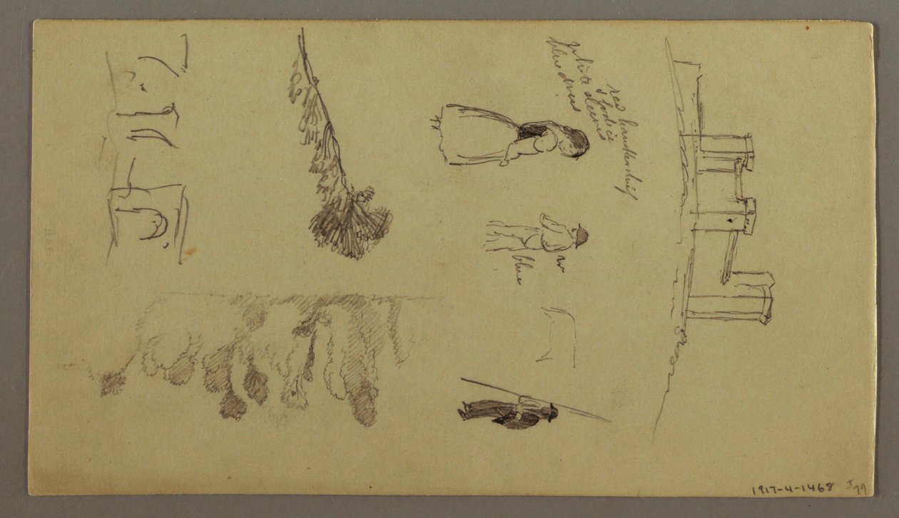 Tekening, Twee studies van een stad op een bergtop, mogelijk 1868-69 door Frederic Edwin Church