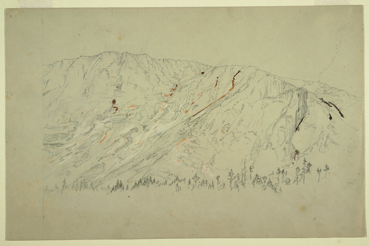 Tekening, Bovenste deel van het Grote Bekken, Mt. Katahdin, september 1877 door Frederic Edwin Church