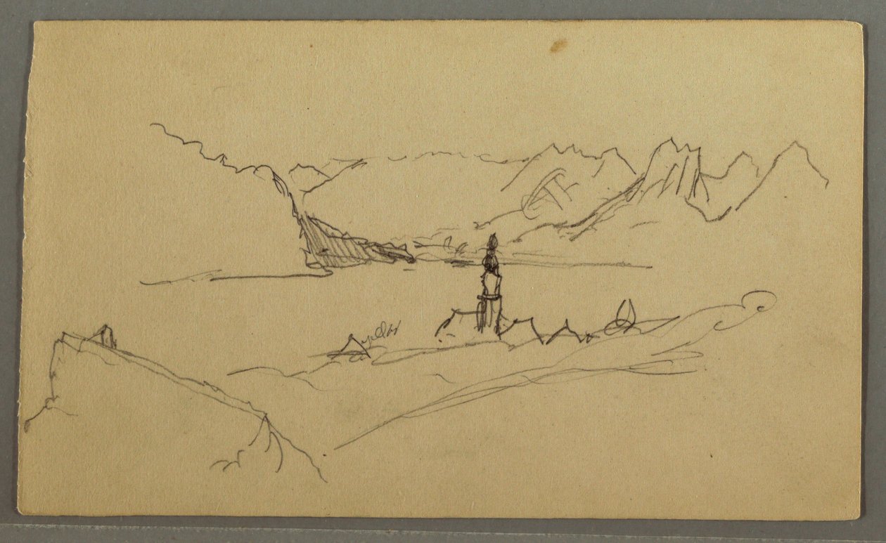 Tekening, Dal, Kerk, St. Gilgen Oostenrijk, mogelijk 1868 door Frederic Edwin Church