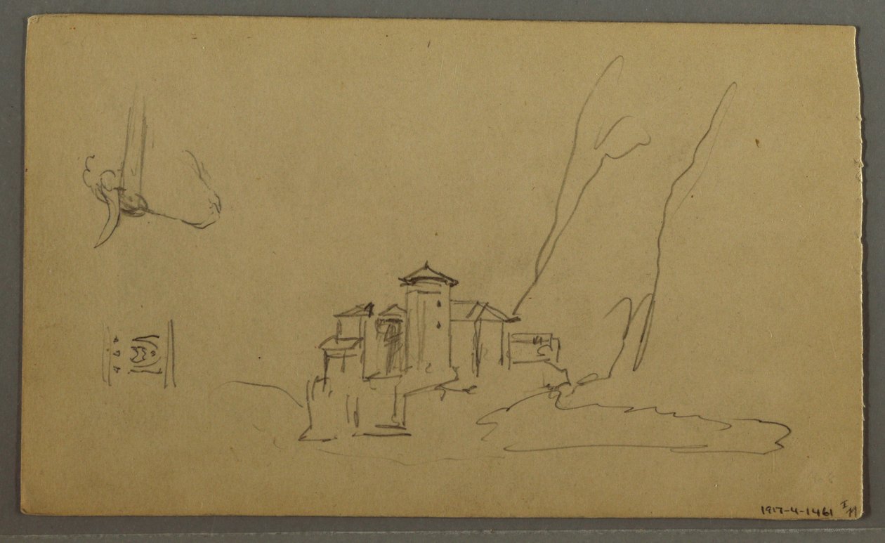 Tekening, Dal, Kerk, St. Gilgen Oostenrijk, mogelijk 1868 door Frederic Edwin Church