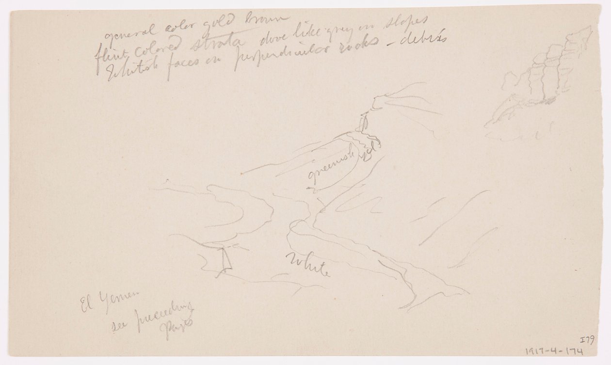 Tekening, Vallei van El Yemen, 20 februari 1868 door Frederic Edwin Church