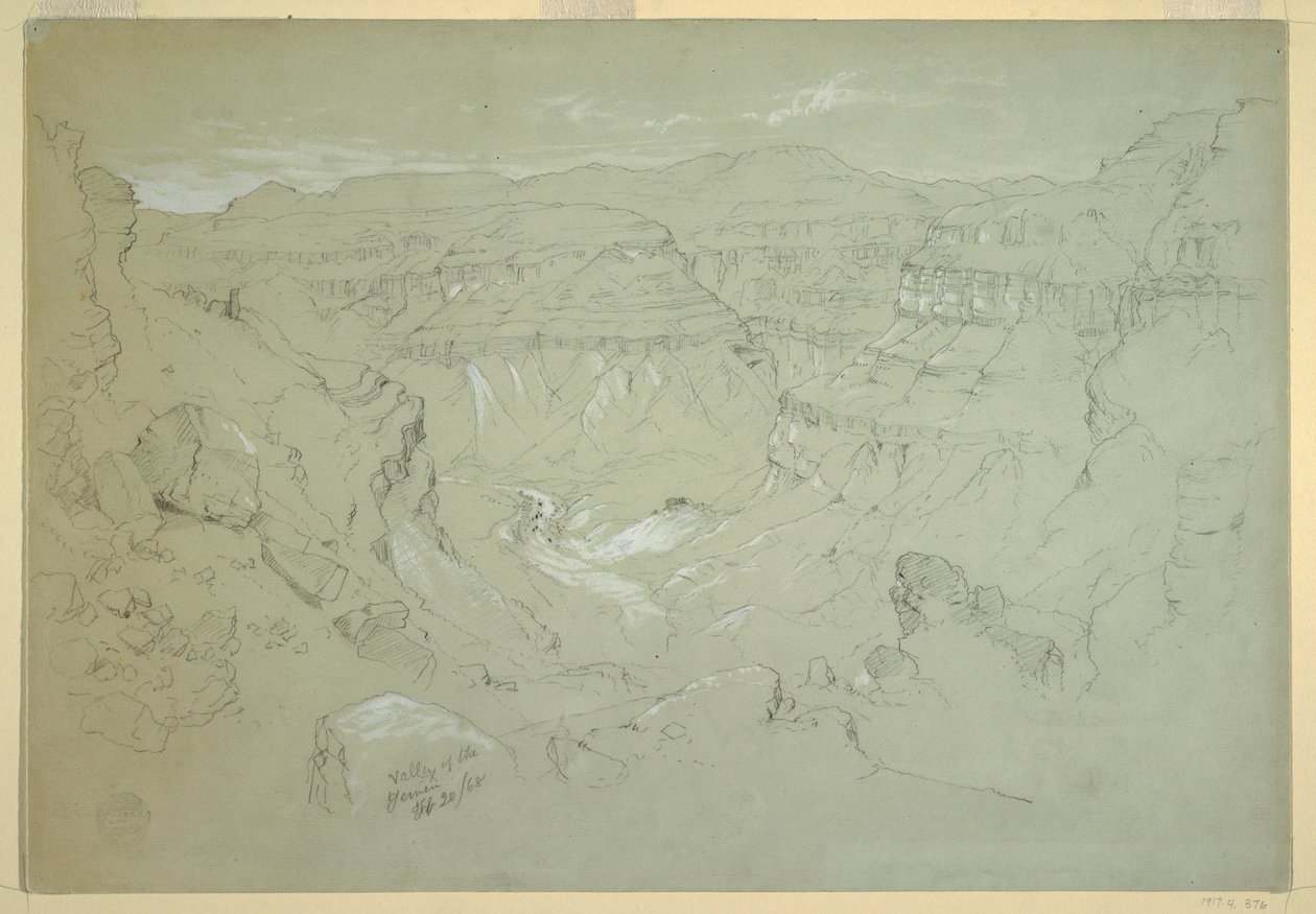 Tekening, Vallei van El Yemen, 20 februari 1868 door Frederic Edwin Church