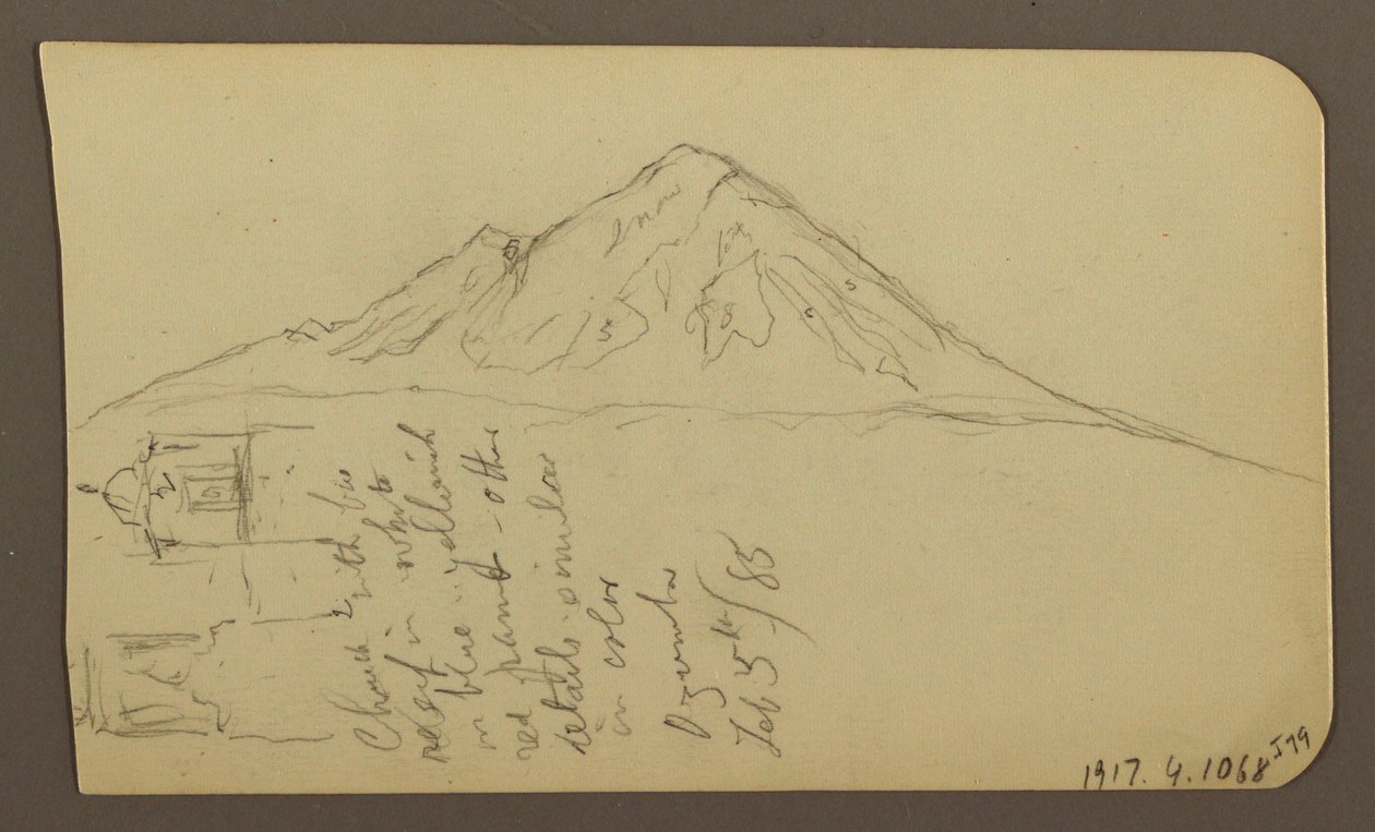 Tekening, Uitzicht bij het meer, Cuitzeo; Verso: Uitzicht bij het meer, Cuitzeo, februari 1885 door Frederic Edwin Church