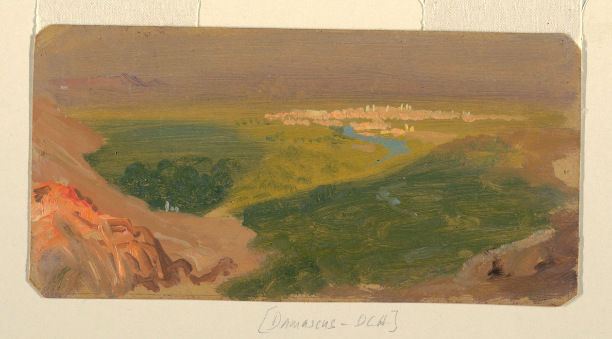Tekening, Gezicht op Damascus, Syrië, 24 april - 16 mei 1868 door Frederic Edwin Church