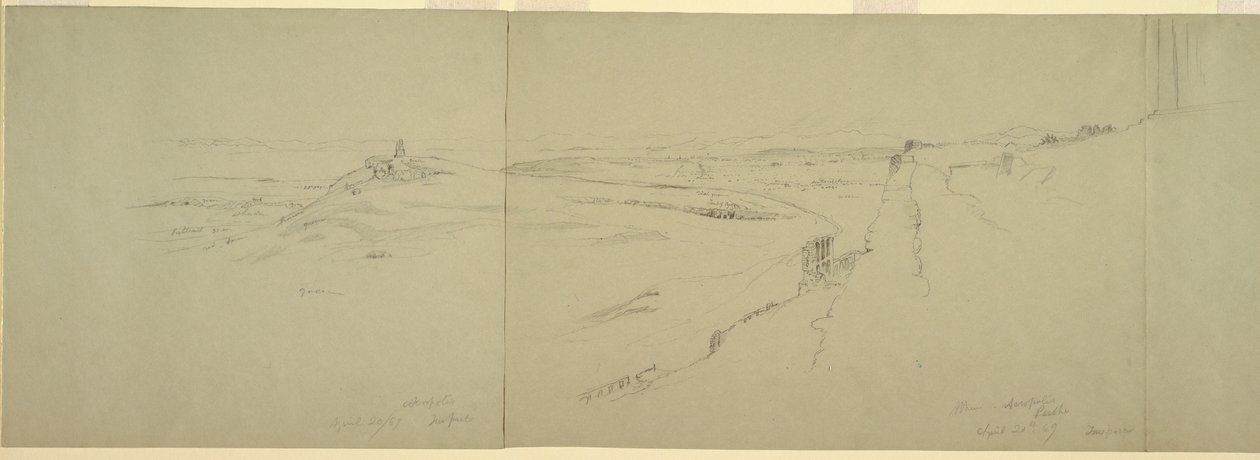 Tekening, Uitzicht vanaf de Akropolis, 1869 door Frederic Edwin Church
