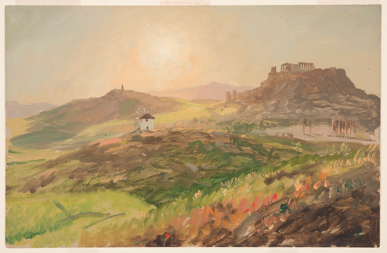 Tekening, Gezicht op de Akropolis, Athene, april 1869 door Frederic Edwin Church