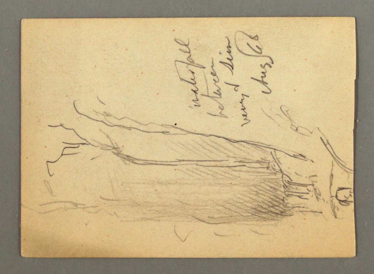 Tekening, Waterval tussen Veney en Sion, Rhônedal, Zwitserland, augustus 1868 door Frederic Edwin Church
