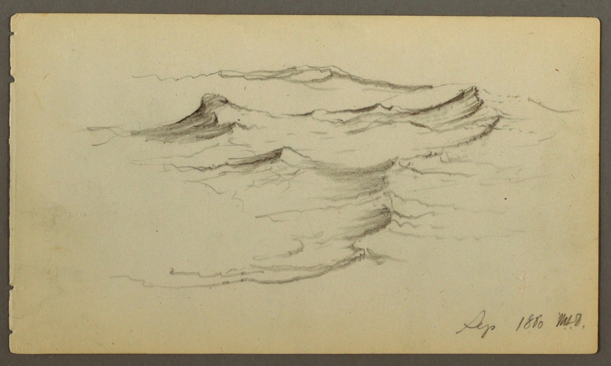 Tekening, Golven, 1860 door Frederic Edwin Church