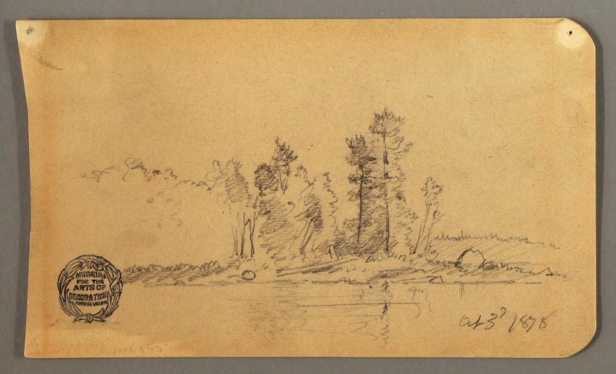 Tekening, Bosachtige oever, 1878 door Frederic Edwin Church