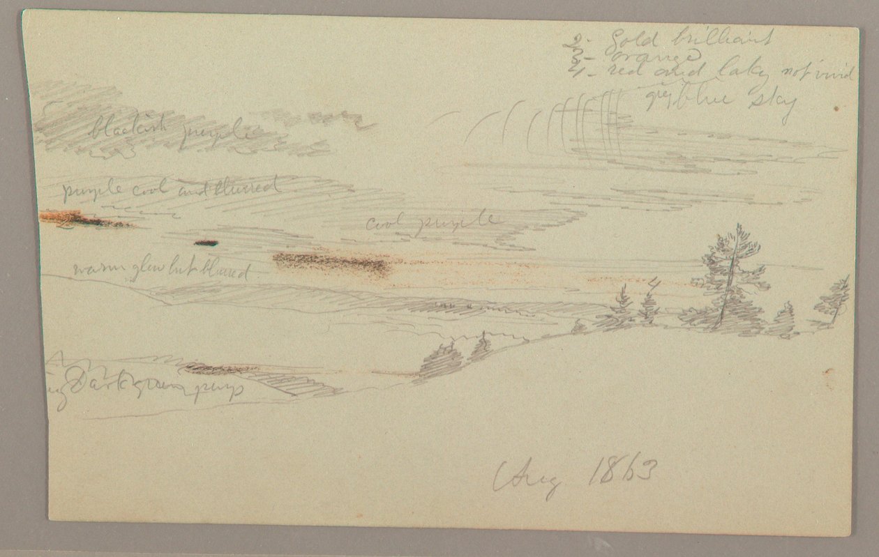 Tekening, Boshelling, Heuvelland, 1863 door Frederic Edwin Church