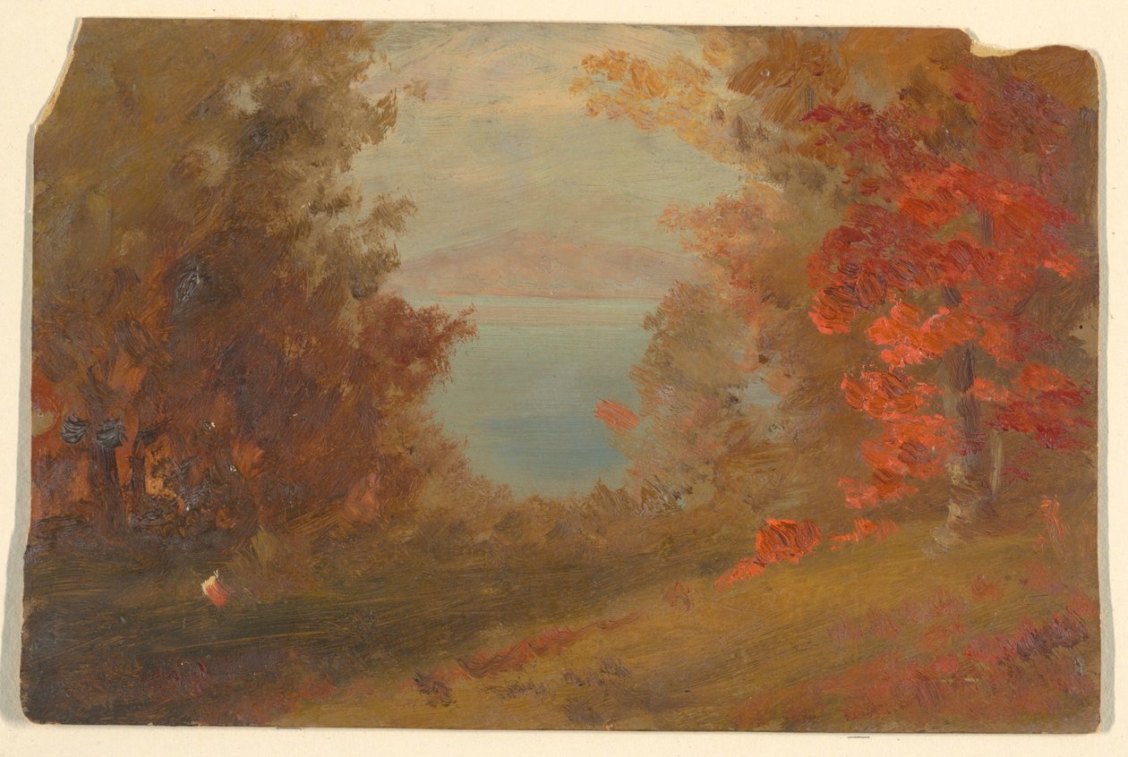 Tekening, Boslandschap in de Herfst (Hudson, New York of Maine), 1860-70 door Frederic Edwin Church