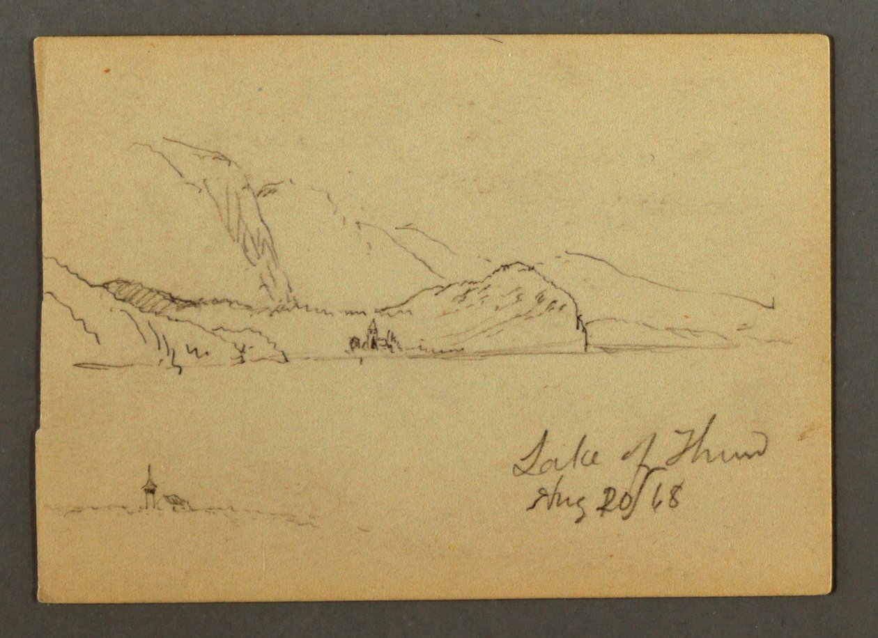 Tekening, meer Thun, Berner Oberland, 20 augustus 1868 door Frederic Edwin Church