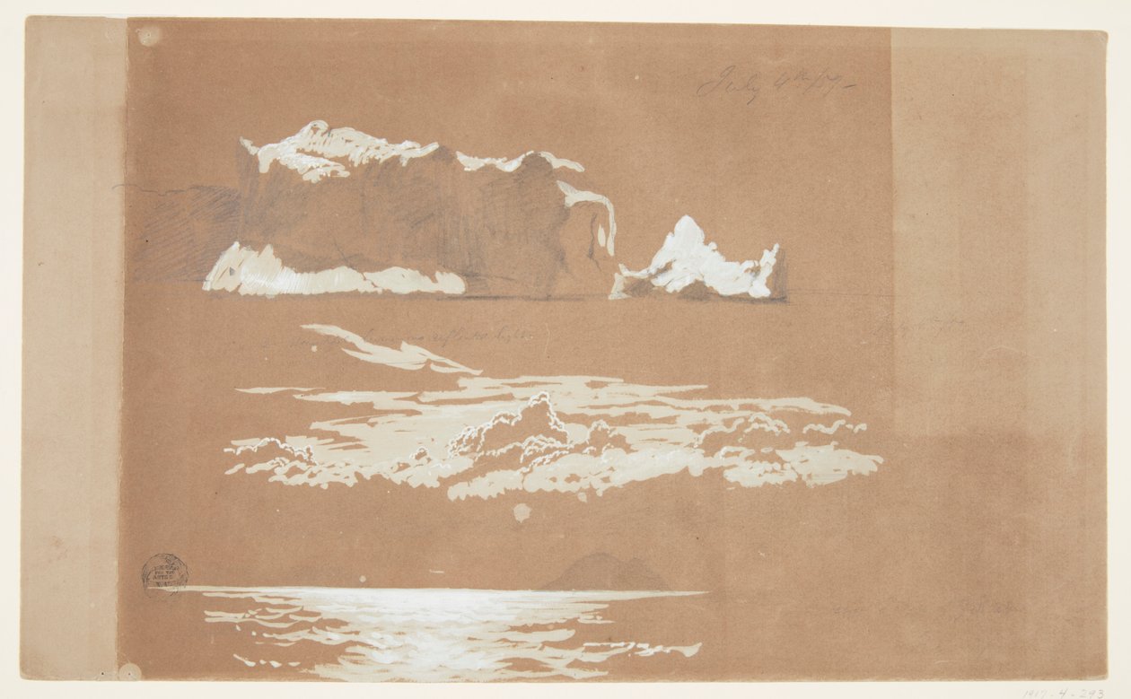 IJsbergen bij Kaap St. John en Gull Island, Newfoundland door Frederic Edwin Church