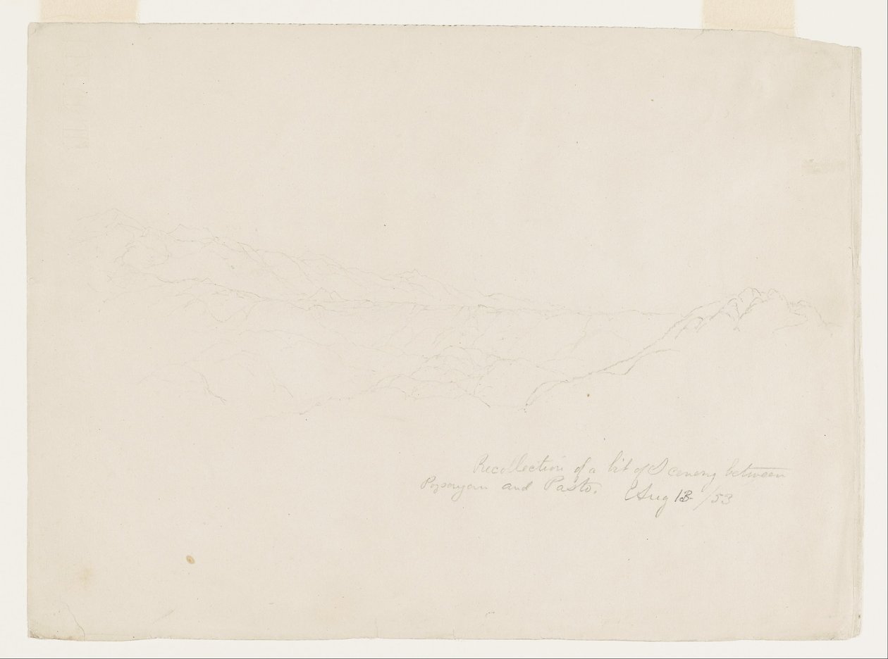 Berglandschap tussen Popyan en Pasto, Colombia door Frederic Edwin Church