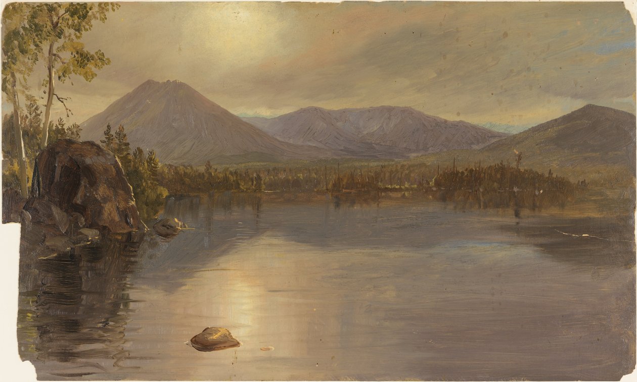 De bergen Katahdin en Turner vanaf Lake Katahdin, Maine door Frederic Edwin Church