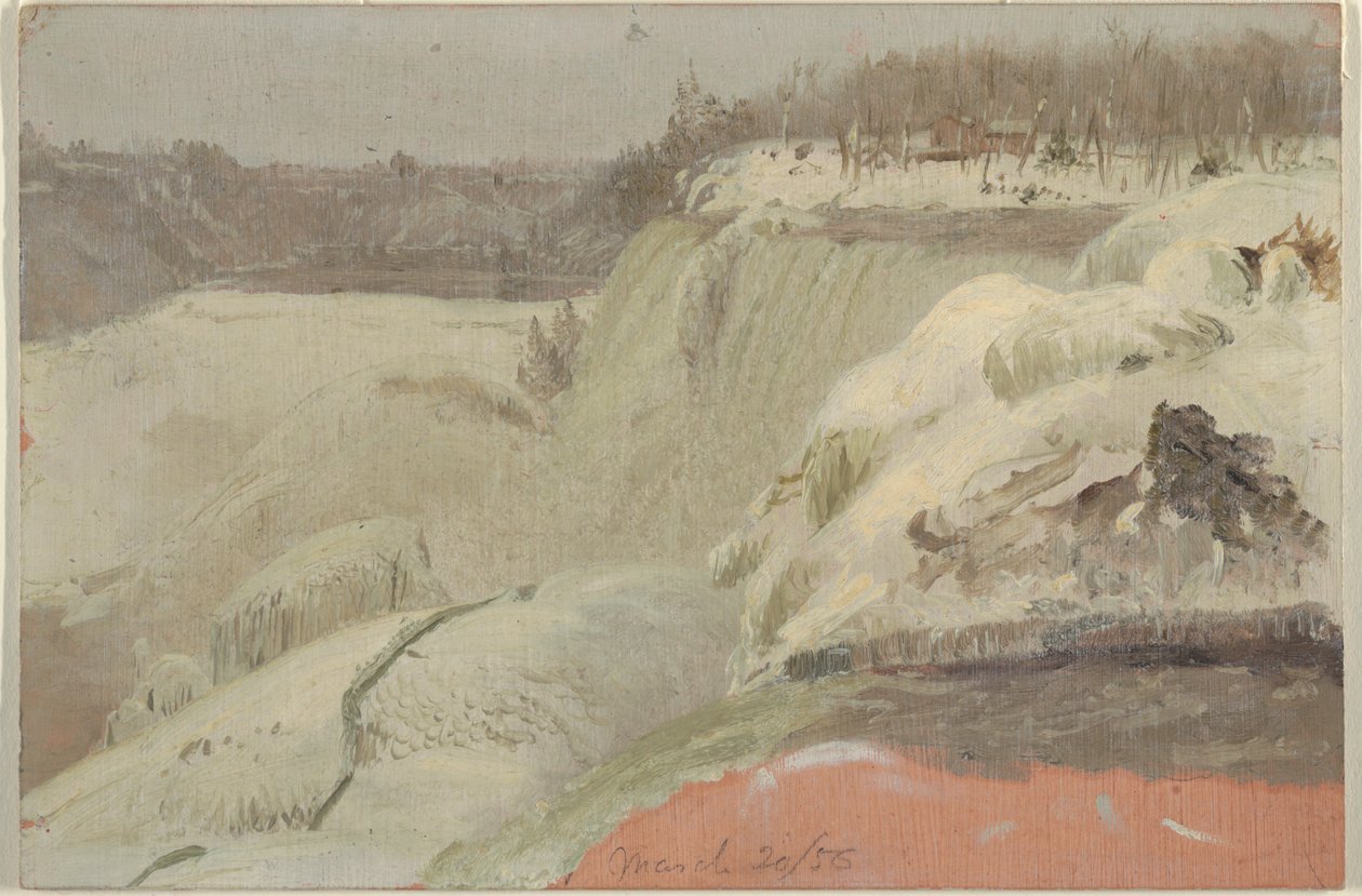 Niagara Watervallen in de Sneeuw, gezien vanaf Goat Island door Frederic Edwin Church