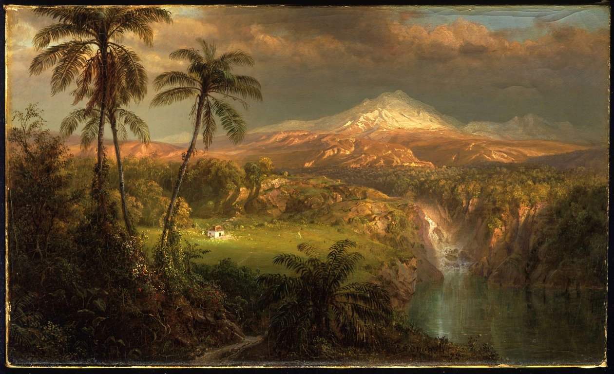 Overtrekkende regenbui in de tropen door Frederic Edwin Church