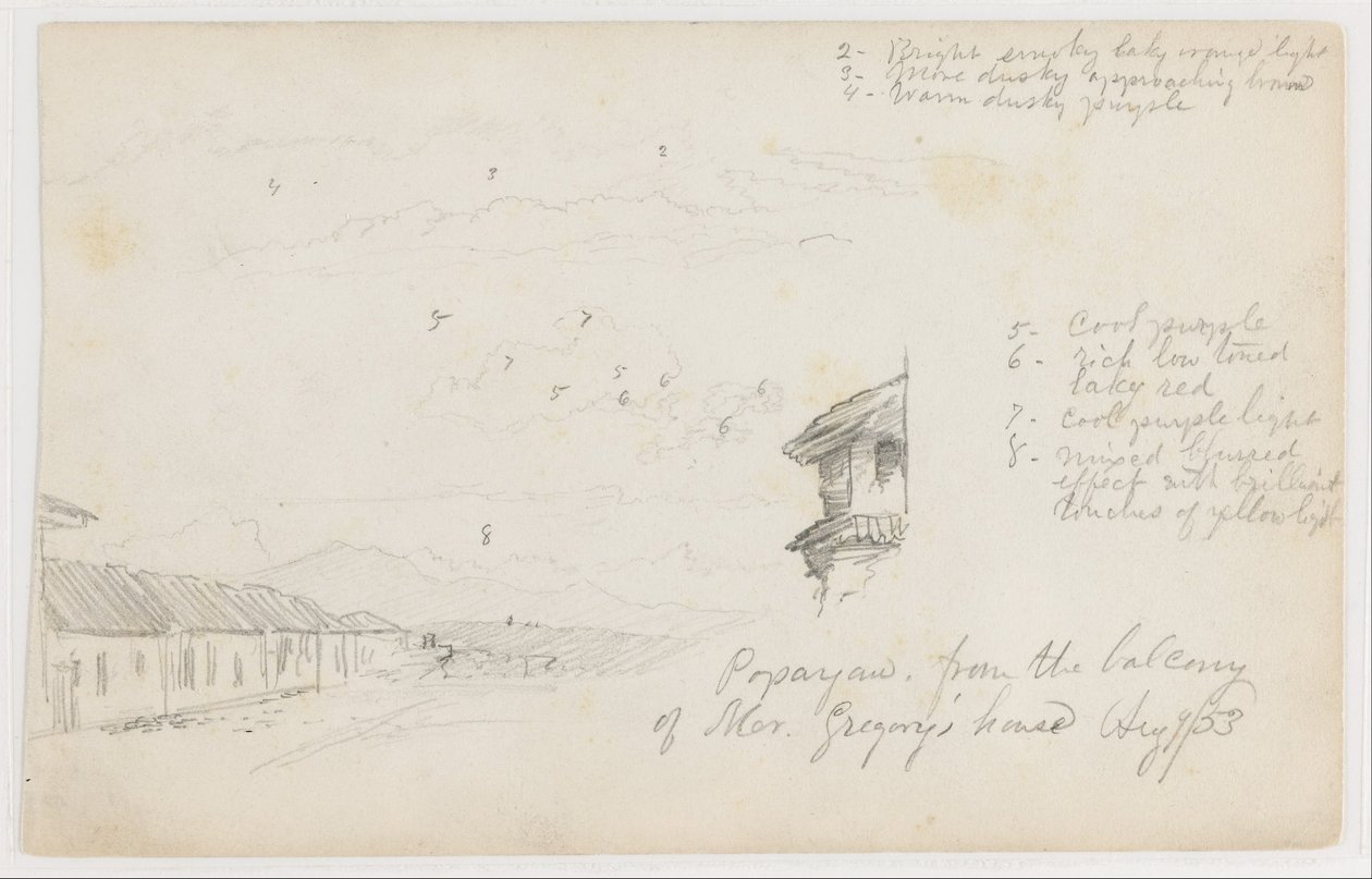 Popayan, Colombia; Verso: Berglandschap, Colombia door Frederic Edwin Church