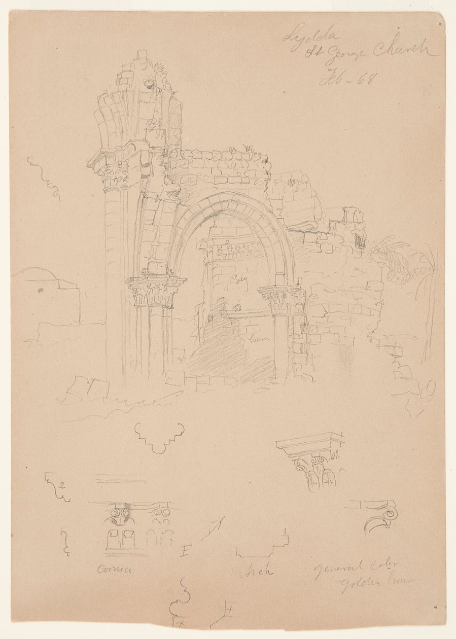 Ruïnes van de St. George-kerk, Lydda (hedendaags Lod) door Frederic Edwin Church