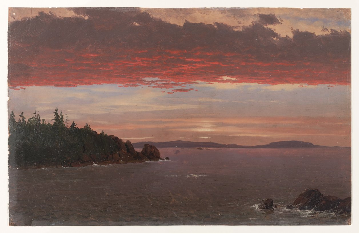 Schoodic Peninsula vanaf Mount Desert bij zonsopgang door Frederic Edwin Church