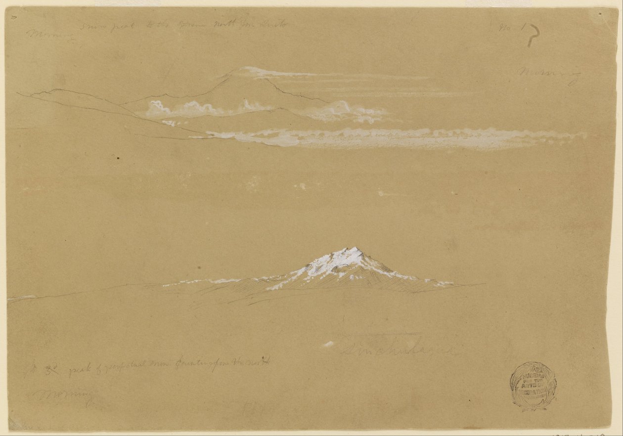 Sincholagua, ochtend, vanaf de Zonnetempel, Quito door Frederic Edwin Church