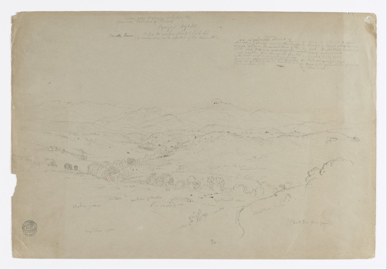 Studie. Landschap met Mount Puresé. Schets. Landschap door Frederic Edwin Church