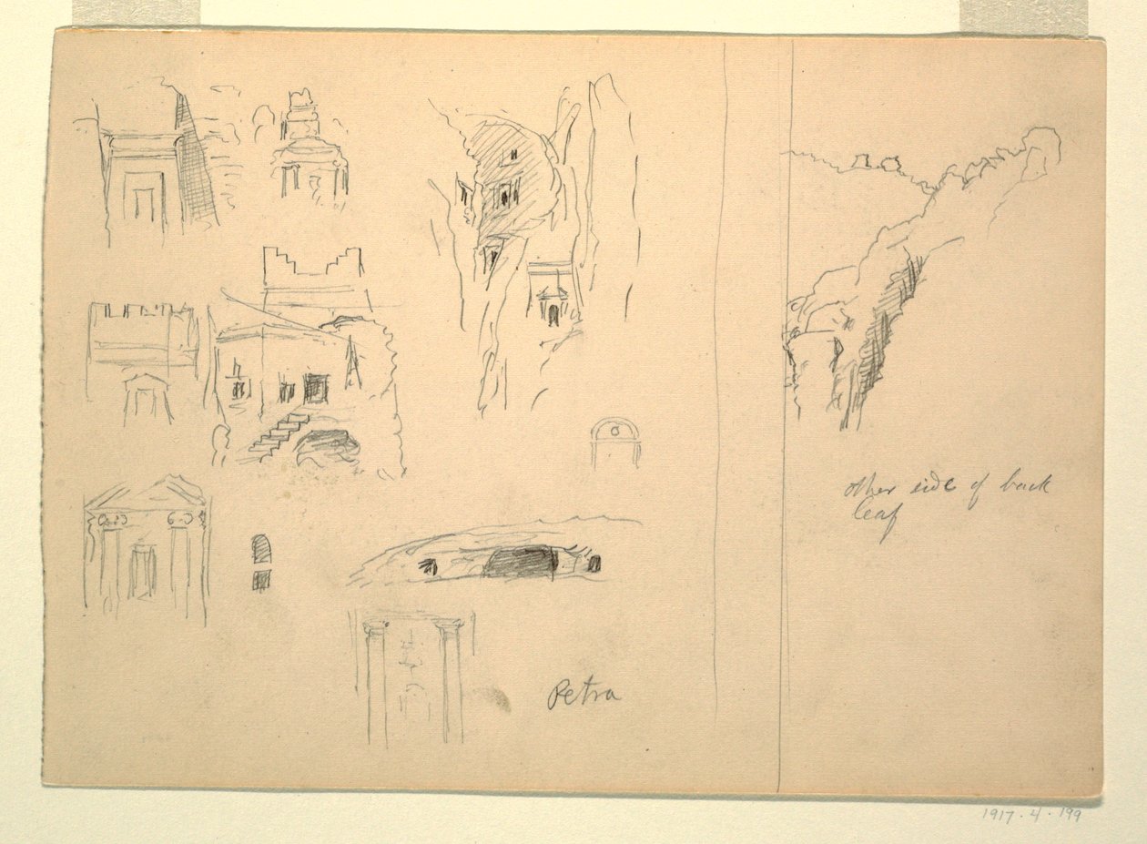 Tien Studies van Graven en een Uitzicht op Rotsen, Petra, Jordanië door Frederic Edwin Church