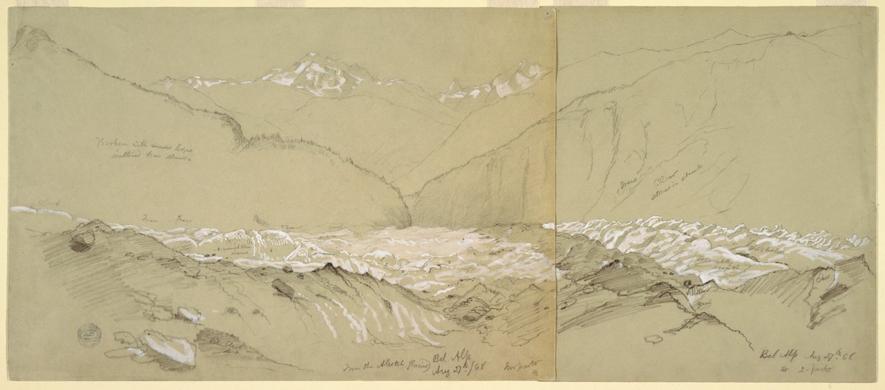 Bovenste Aletschgletsjer met de Grote Fusshorn door Frederic Edwin Church