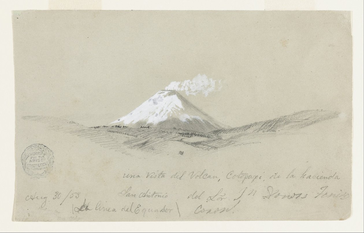 Uitzicht op de Cotapaxi vanaf de Hacienda San Antonio, Ecuador door Frederic Edwin Church